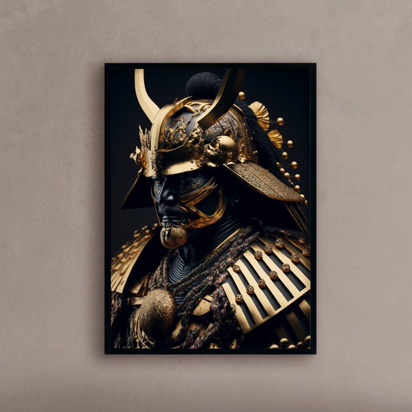 Golden samurai wall art golden samurai painting samurai wall art for home decor samurai wall art for living room samurai -Print or Canvas