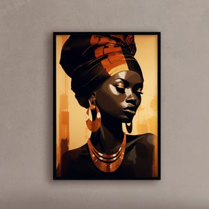 Beautiful African lady portrait Ethnic art oil painting Original art painting African culture-inspired canvas Afro centric wall art