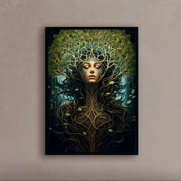 Mother Nature wall art goddess of nature mother earth nature spirit print tree of life - Print or Canvas