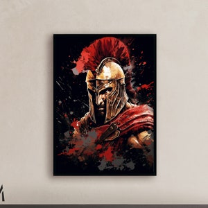 Spartan warrior dark abstract historical art spartan art sparta wall art contemporary Spartan warrior canvas partan home decor