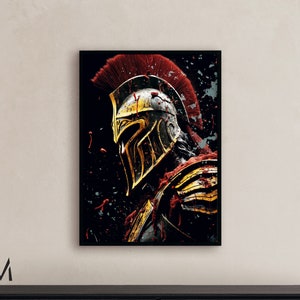 Spartan warrior dark abstract historical art spartan art sparta wall art contemporary Spartan warrior canvas partan home decor