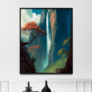 Wasserfall Malerei Wasserfall Wand Kunst für Zuhause Natur Liebhaber Poster - Print Kunst