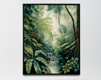 watercolour rainforest painting watercolour tropical forest wall art for home forest poster - Print art