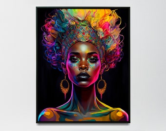 Abstrakte Afrikanische Königin für zu Hause Gemälde Abstrakte Dame Wandkunst für Zuhause Abstrakte Königin Poster - Druckkunst