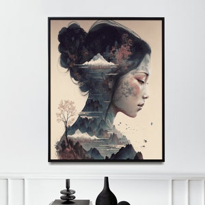 Ancient Chinese lady wall art decor abstract Chinese Art print for living room Chinese art for home decor -Print art
