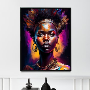 Abstract African queen painting abstract lady wall art for home Abstract queen poster - Print art