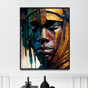 Ancient African warrior painting warrior wall art for home tribal warrior poster - Print art