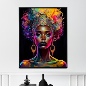 Abstract African queen painting abstract lady wall art for home Abstract queen poster - Print art