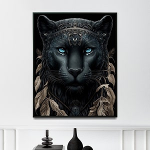 Art mural panthère noire panthère tribale peinture art mural tribal pour décoration intérieure affiche panthère noire - Impression d'art