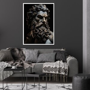 Statue of Zeus Painting Greek God Wall Art Greek Mythology Painting ...