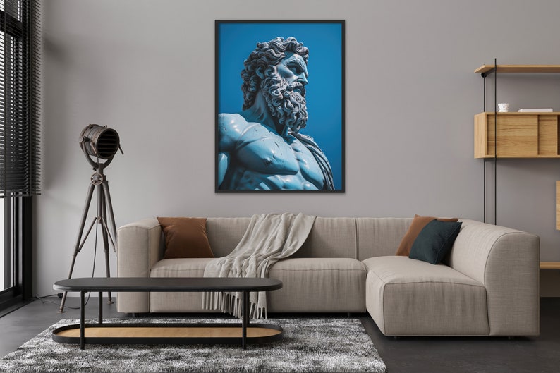 Statue of Zeus Painting Greek God Wall Art Greek Mythology Painting