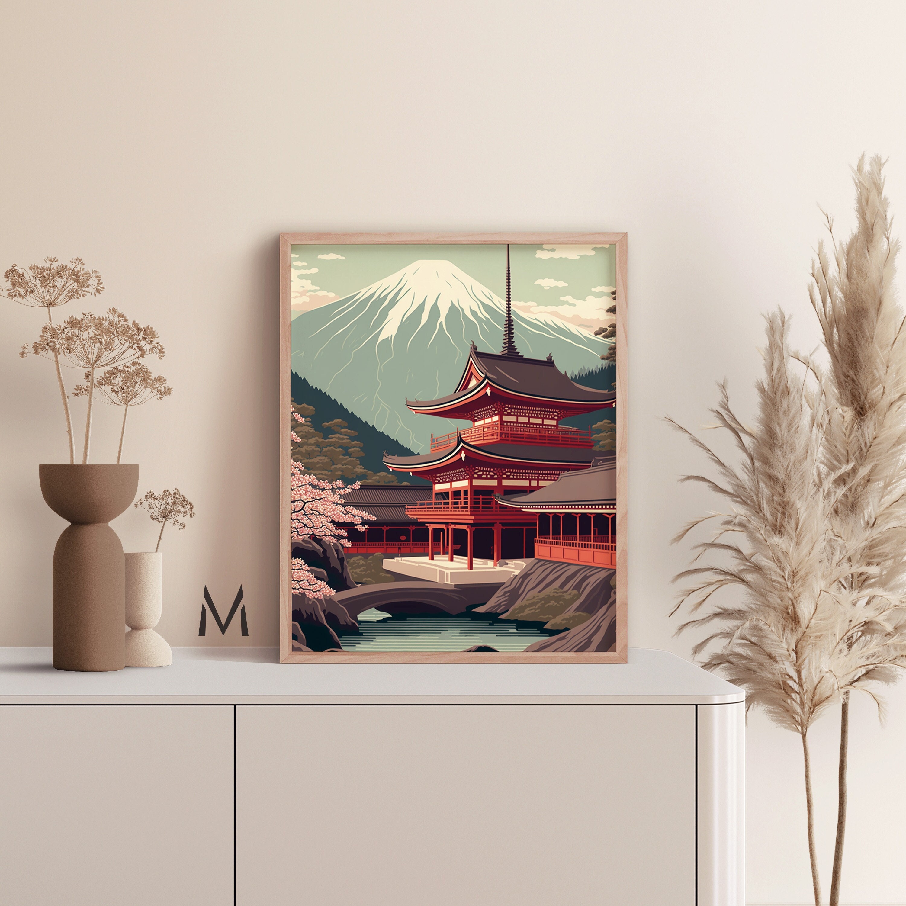 Japanese Landscape Wall Art Oriental Landscape Etsy