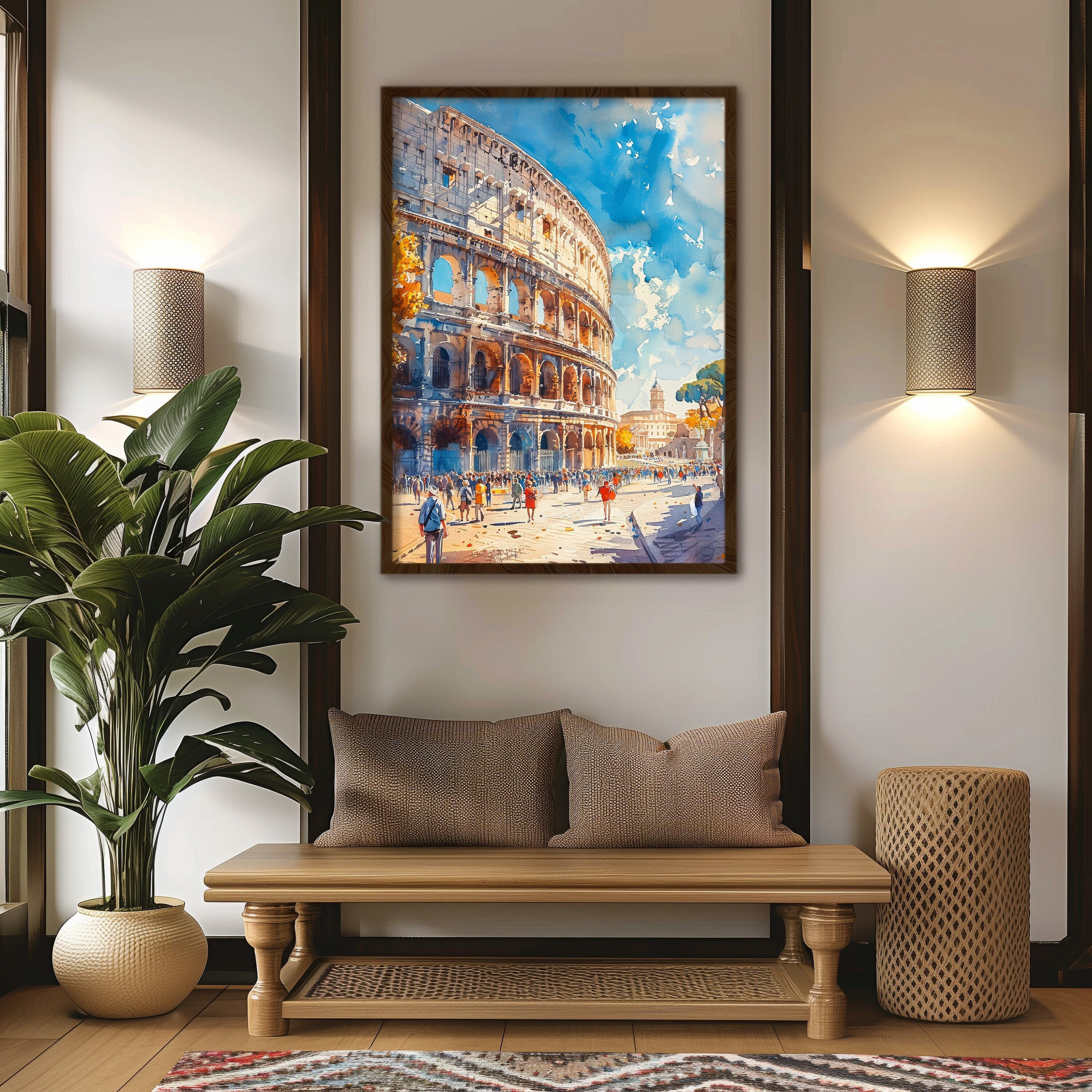 Watercolour painting of the Colosseum Roman landmark painting Framed print of the Colosseum Rome artwork Italy skyline