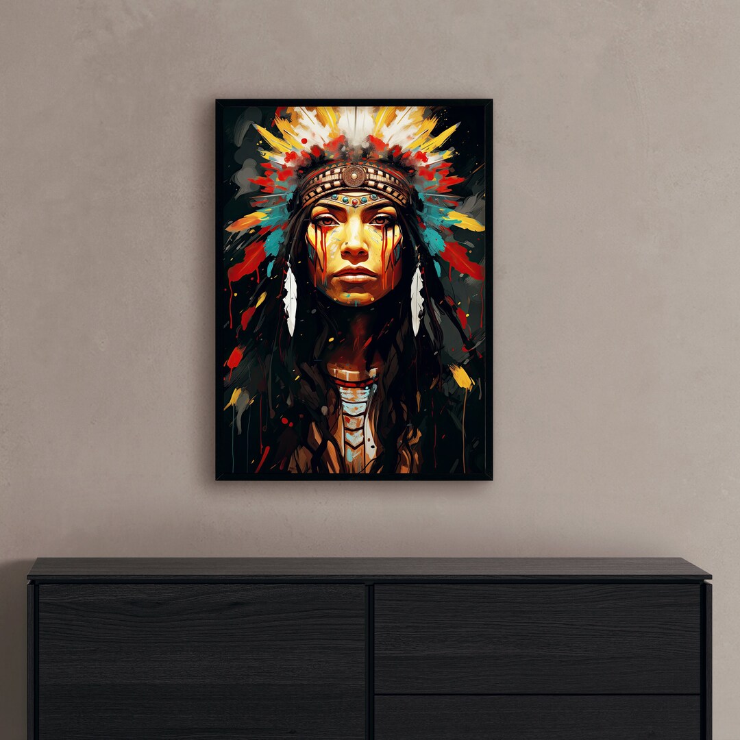 Abstract Native American Art Native American Lady Painting Etsy