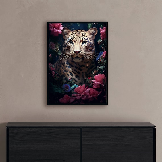 Jaguar oil painting Tropical jungle art Wildlife art Exotic animal painting Exotic animal painting- Print art
