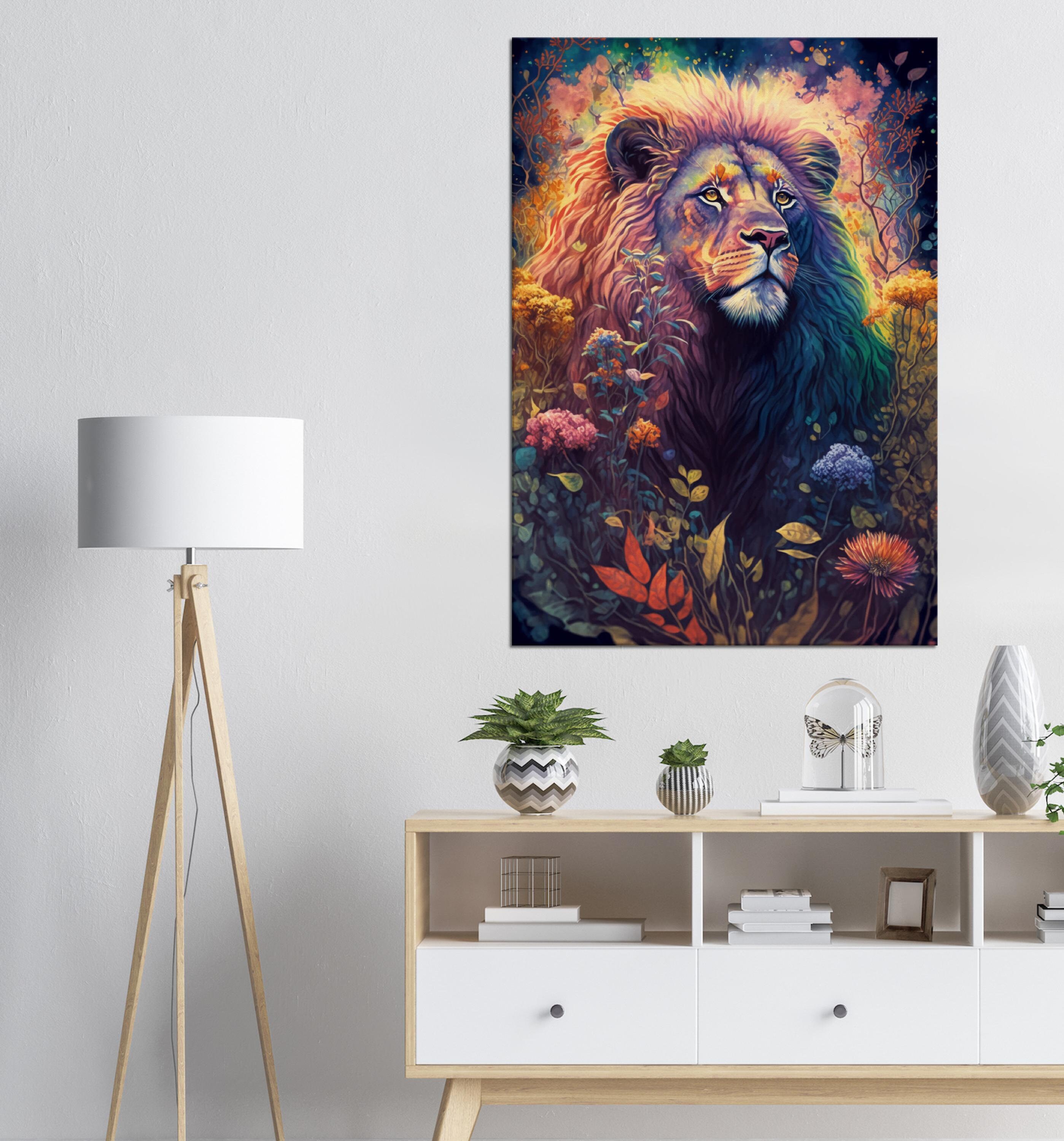 Aquarell Löwe abstrakte Löwe Malerei Blume Löwe Druck Blumenmalerei für