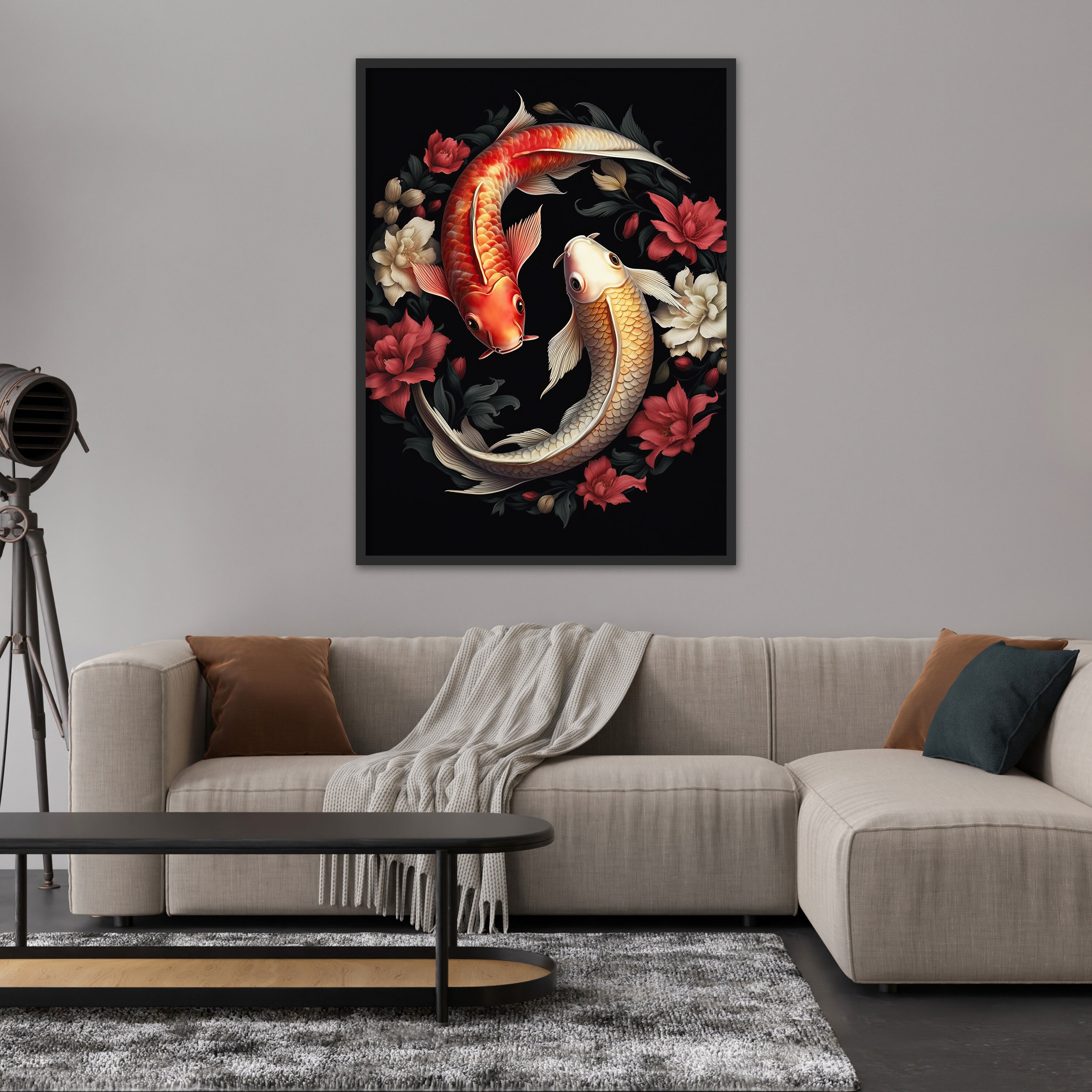 Two Koi Fish Yin Yang Painting Feng Shui Harmony Painting - Etsy