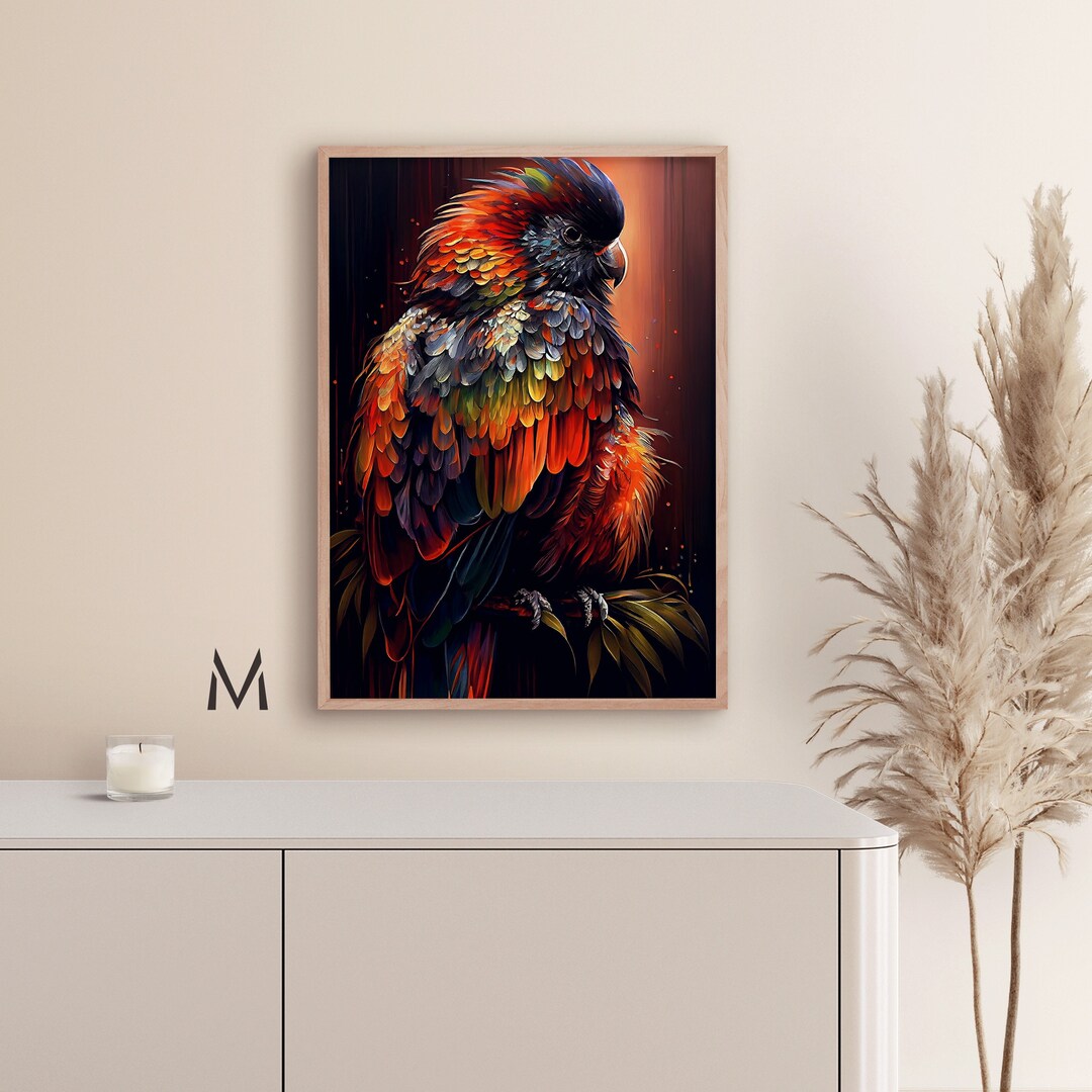 Bird Painting Colourful Abstract Bird Wall Art Contemporary Bird Print