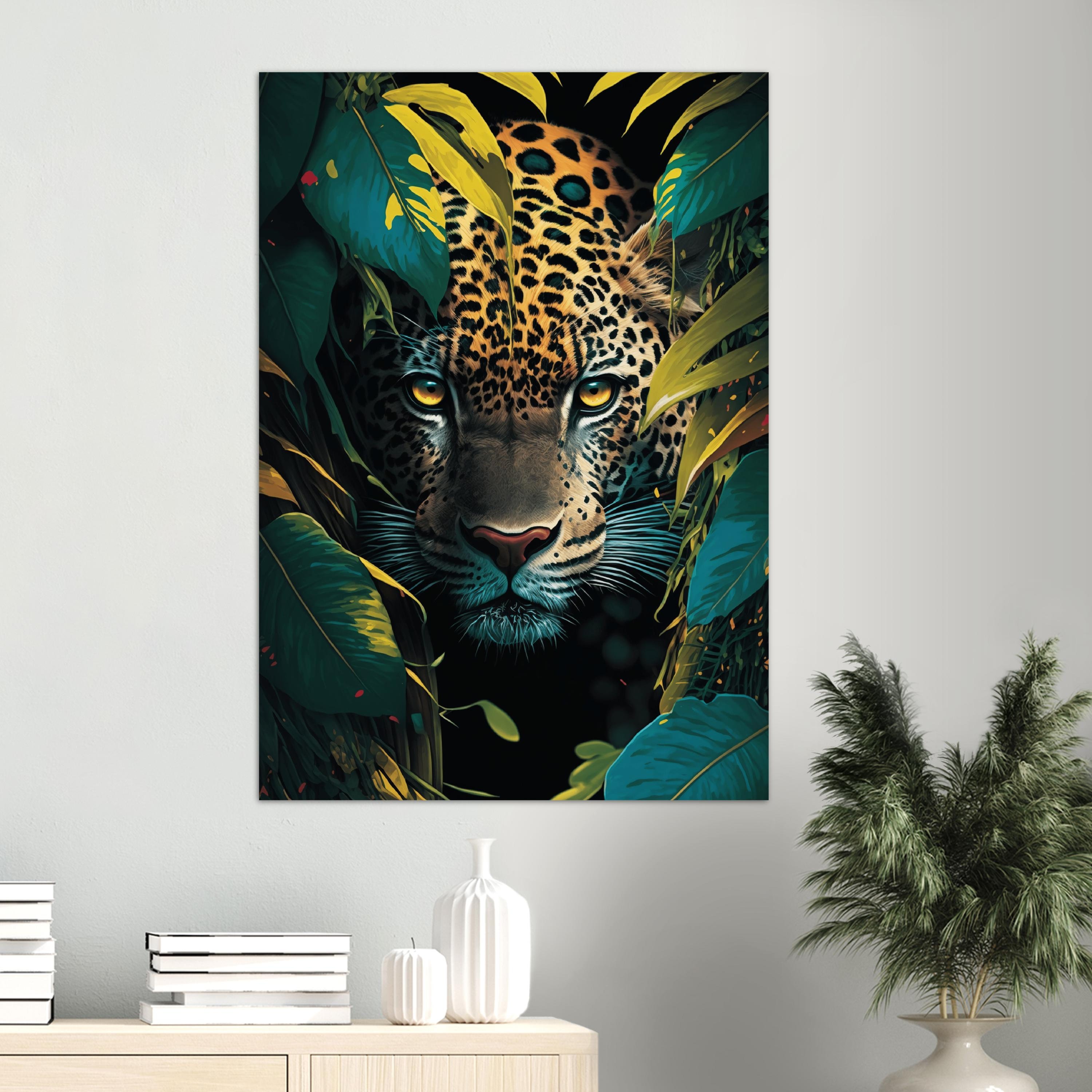 Jaguar in the Jungle Painting Minimalism Wall Art Jaguar Wall Etsy