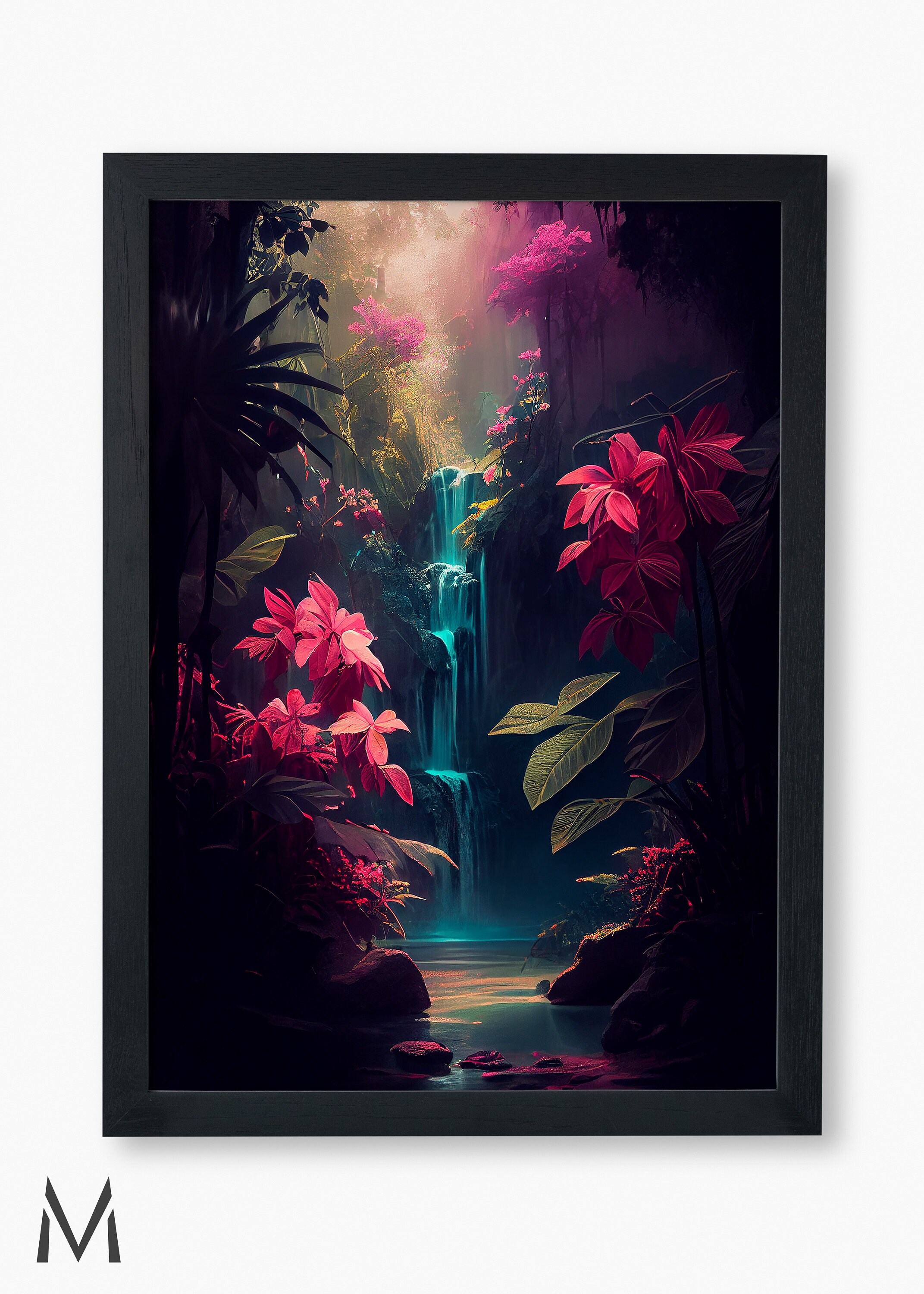 Tropical Waterfall Wall Art Waterfall Canvas Painting Tropical