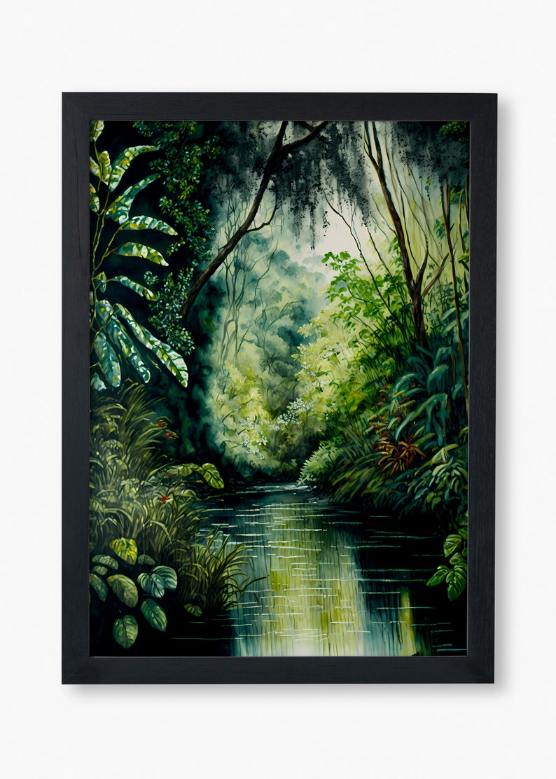 Watercolour Rainforest Painting Watercolour Tropical Forest Wall Art