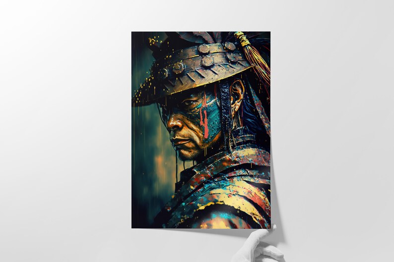 Samurai Warrior Painting Warrior Wall Art for Home Ronin Etsy