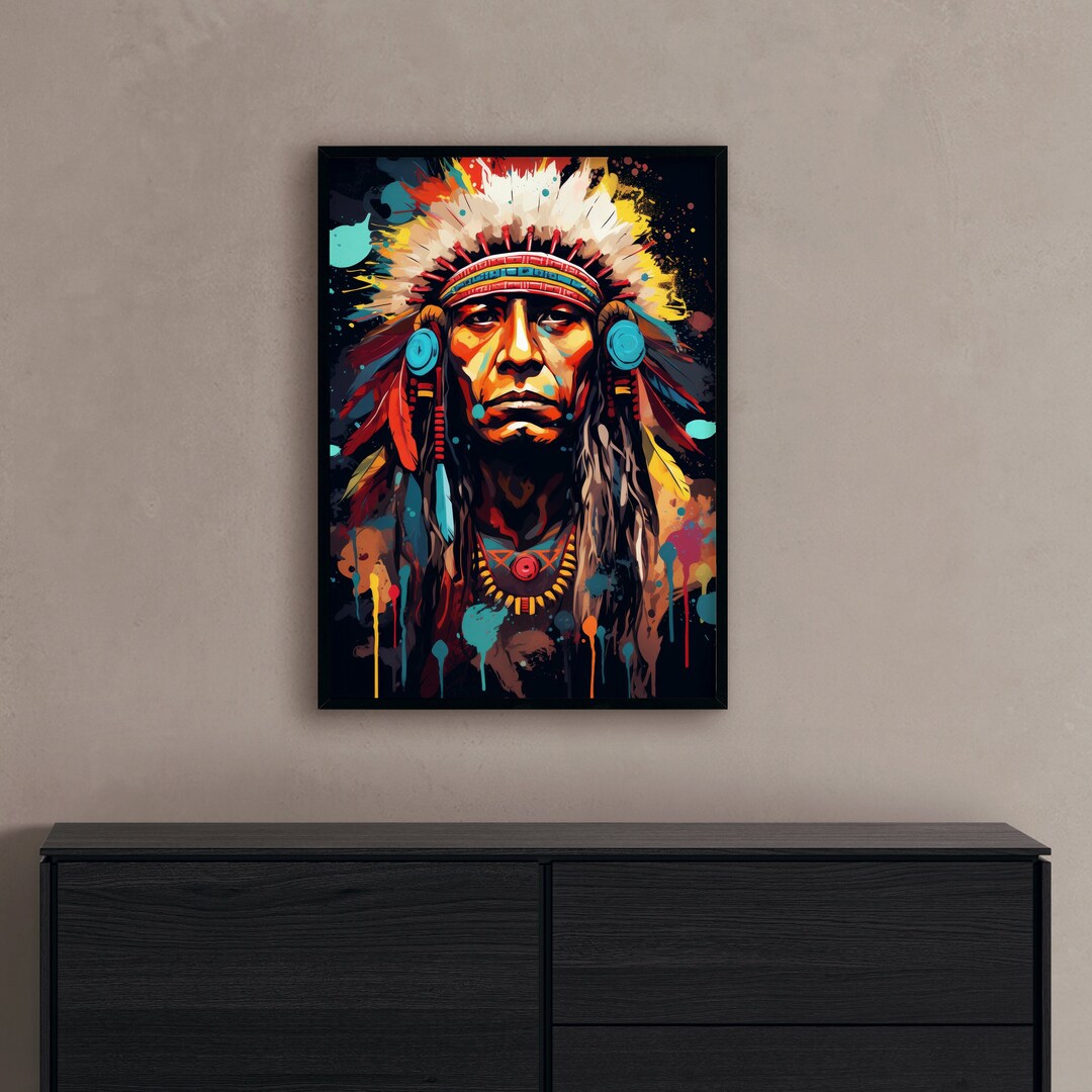 Abstract Native American Art Native American Man Painting Etsy
