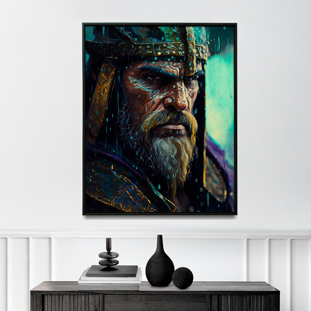 Viking Warrior Painting Warrior Wall Art for Home Tribal Warrior Poster