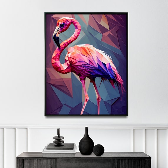 Geometric Flamingo Wall Art Abstract Flamingo Painting Flamingo Wall Art  Poster print Only 