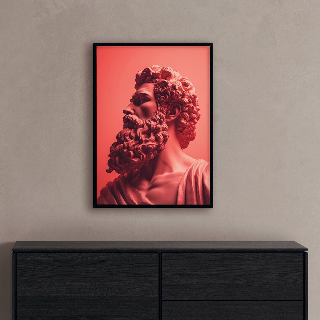 Statue of Zeus Painting Greek God Wall Art Greek Mythology Etsy