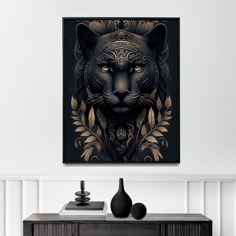 Black Panther Wall Art Tribal Panther Painting Tribal Wall Art Etsy UK