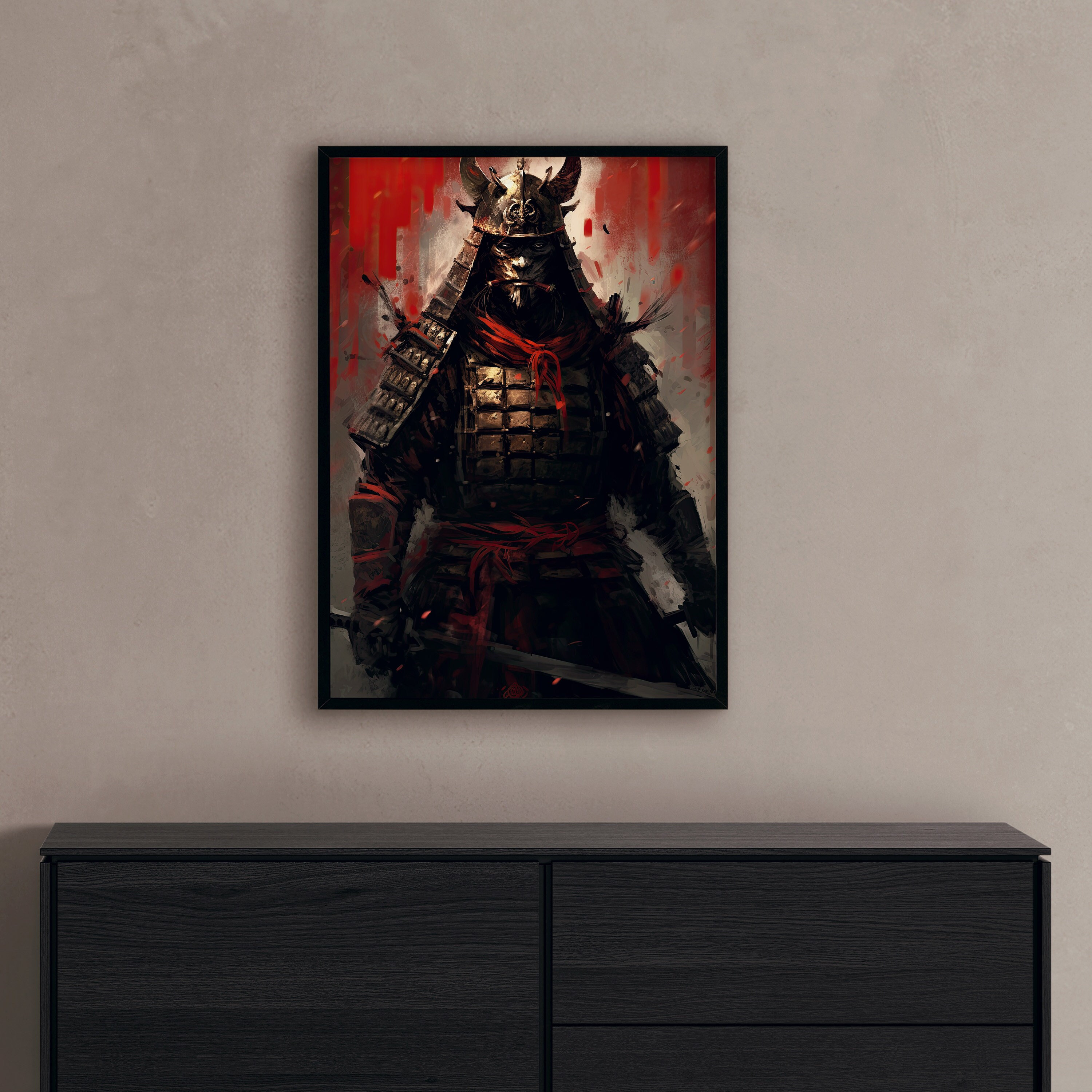 Ancient samurai warrior painting Japanese warrior in battle art japanese samurai print Martial arts decor Traditional Japanese art