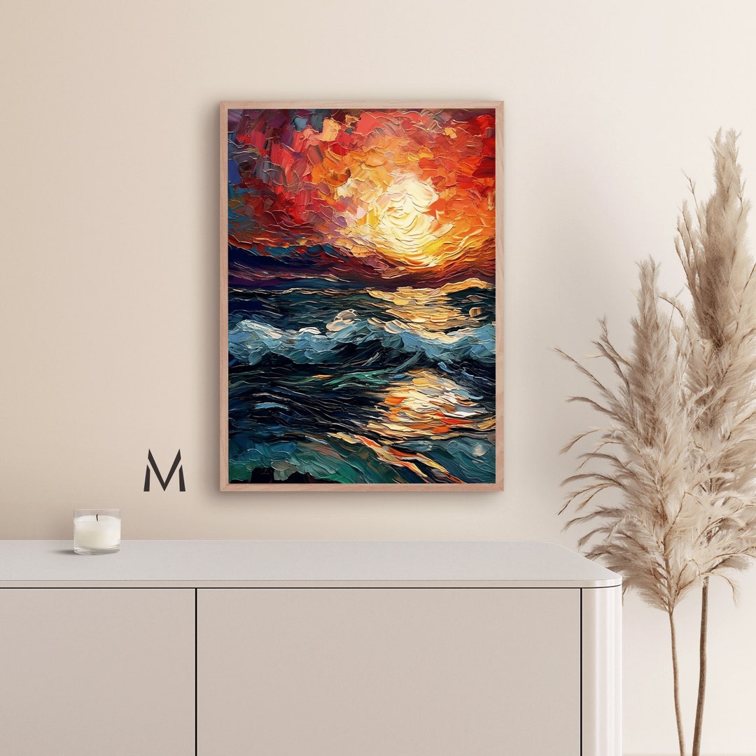 YUSUZHU Leinwandposter 90x180cm - Strand Wandkunst Mit Sonnenuntergang