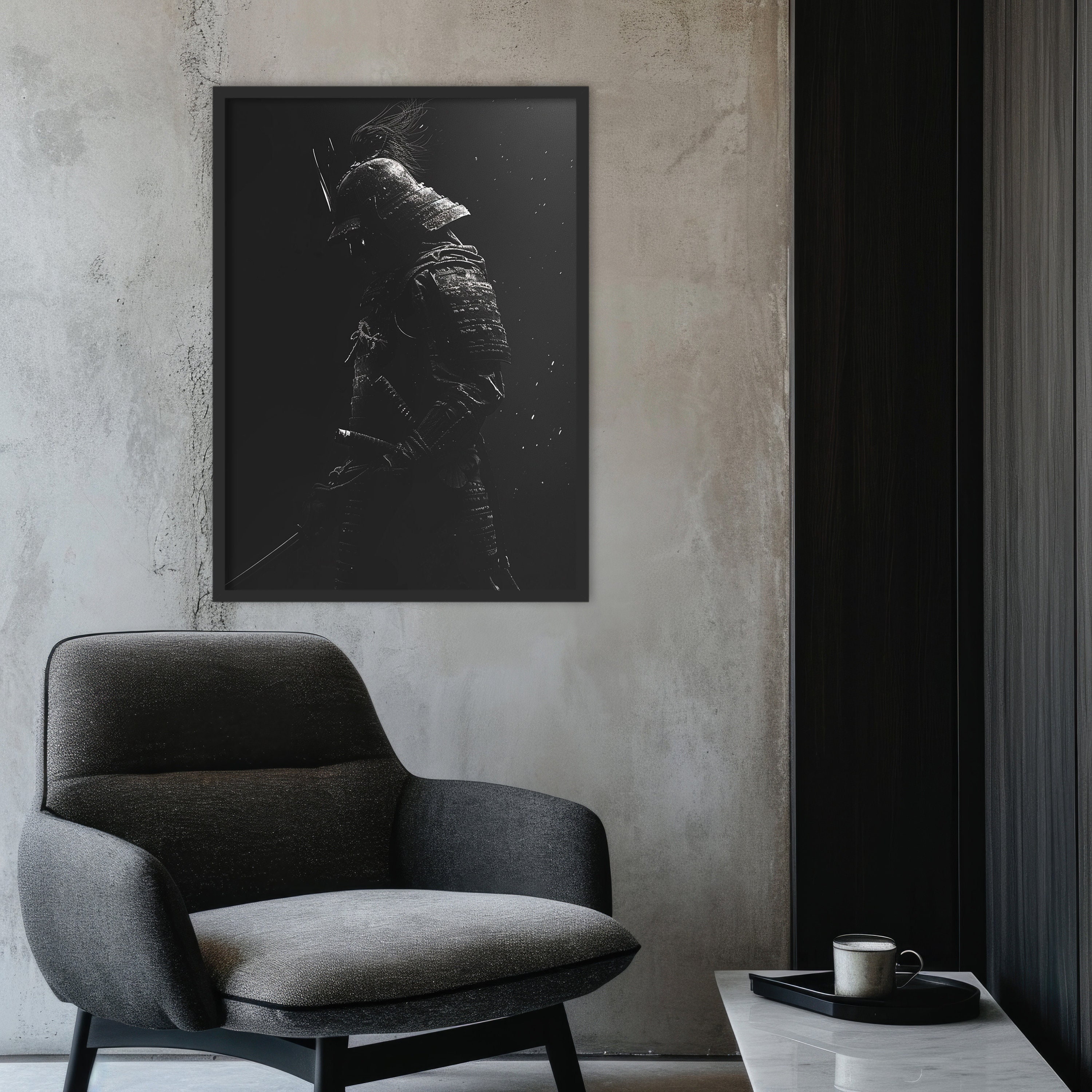 Dipinto samurai nero samurai pittura estetica nera guerriero samurai nero guerriero giapponese arte murale guerriero giapponese tradizionale