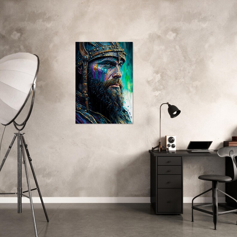 Viking Warrior Painting Warrior Wall Art for Home Tribal Warrior Poster