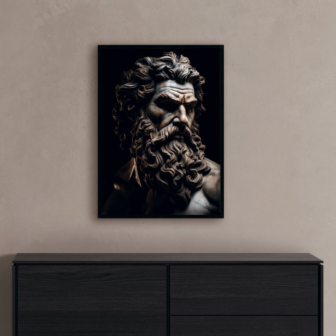 Statue of Zeus Painting Greek God Wall Art Greek Mythology Painting ...