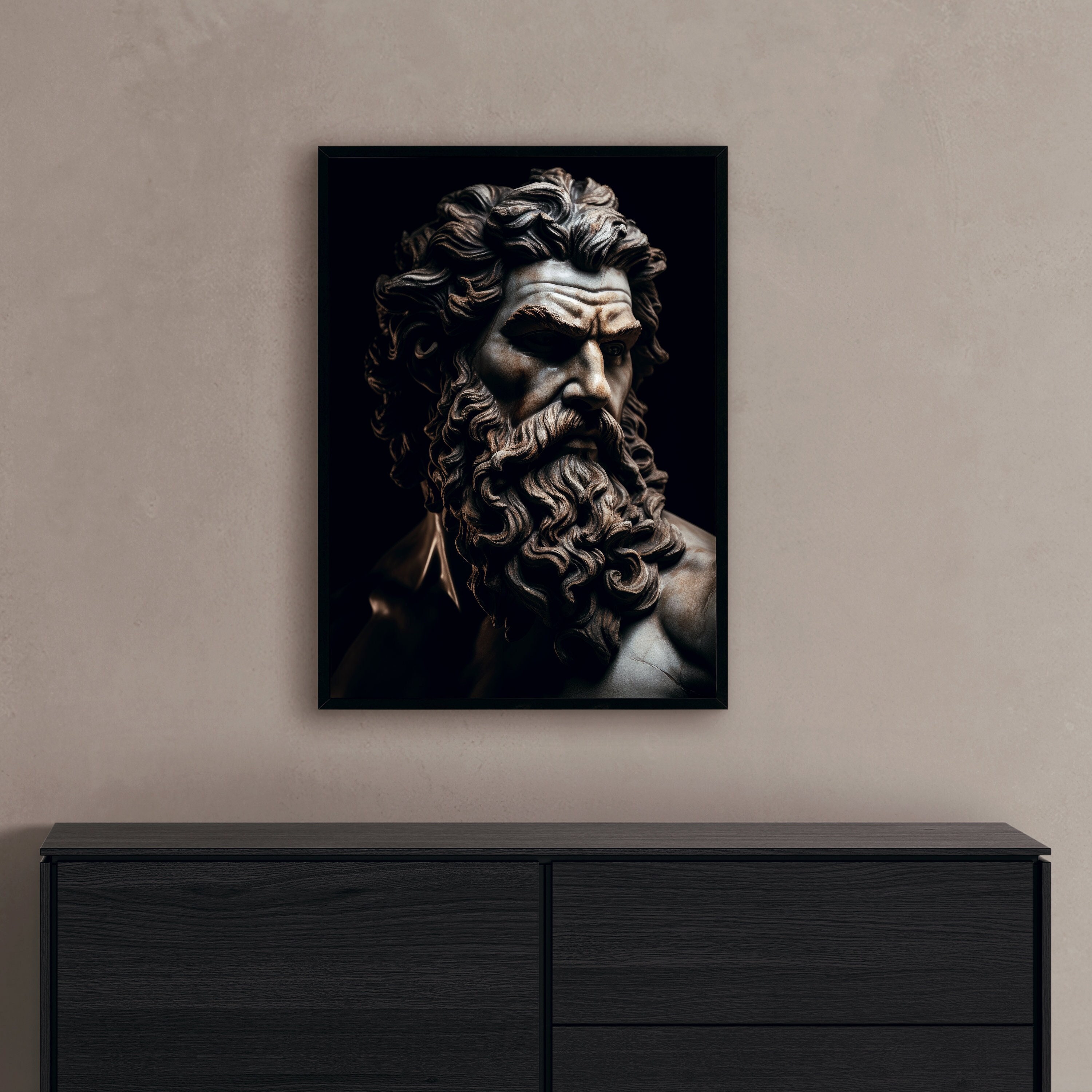 Statue of Zeus Painting Greek God Wall Art Greek Mythology Painting ...