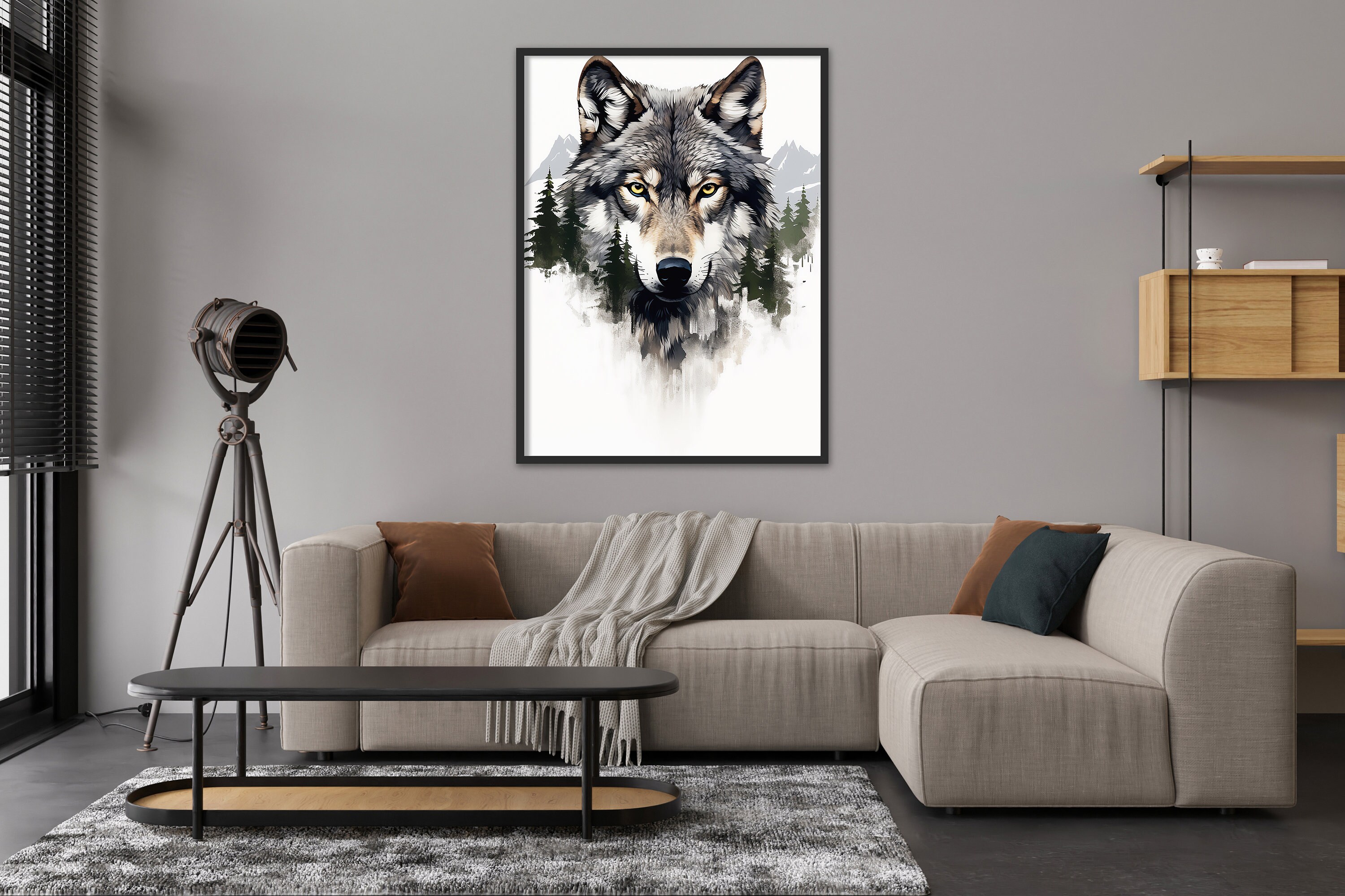 Wolf Malerei Berg Kunst Wald Kunstwerk Wildlife Malerei Natur Etsy.de