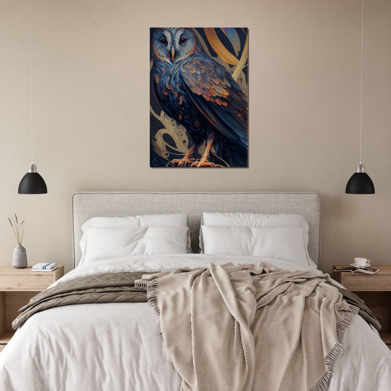 Abstract Owl Painting Wall Art Decor Owl Living Room Painting Etsy