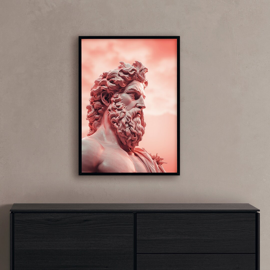 Statue of Zeus Painting Greek God Wall Art Greek Mythology Etsy