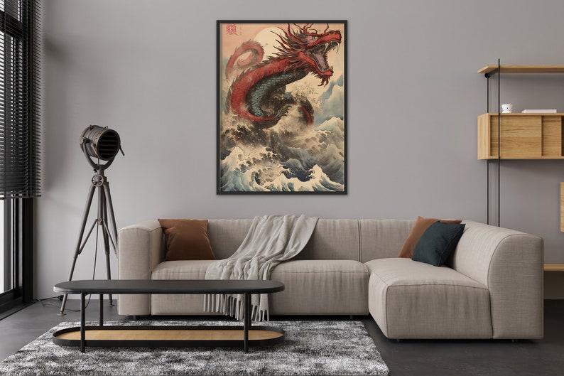 Japanese Dragon Art Dragon Painting Oriental Dragon Art Dragon Wall Art Mythical Dragon Art