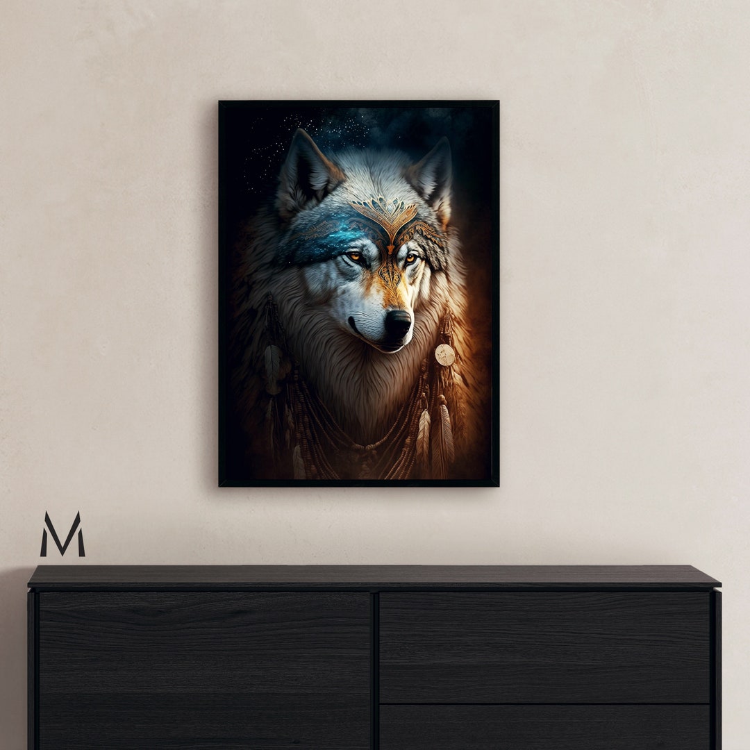 Spiritual Wolf Wall Art Spiritual Animal Wall Decor Wolf Art Etsy