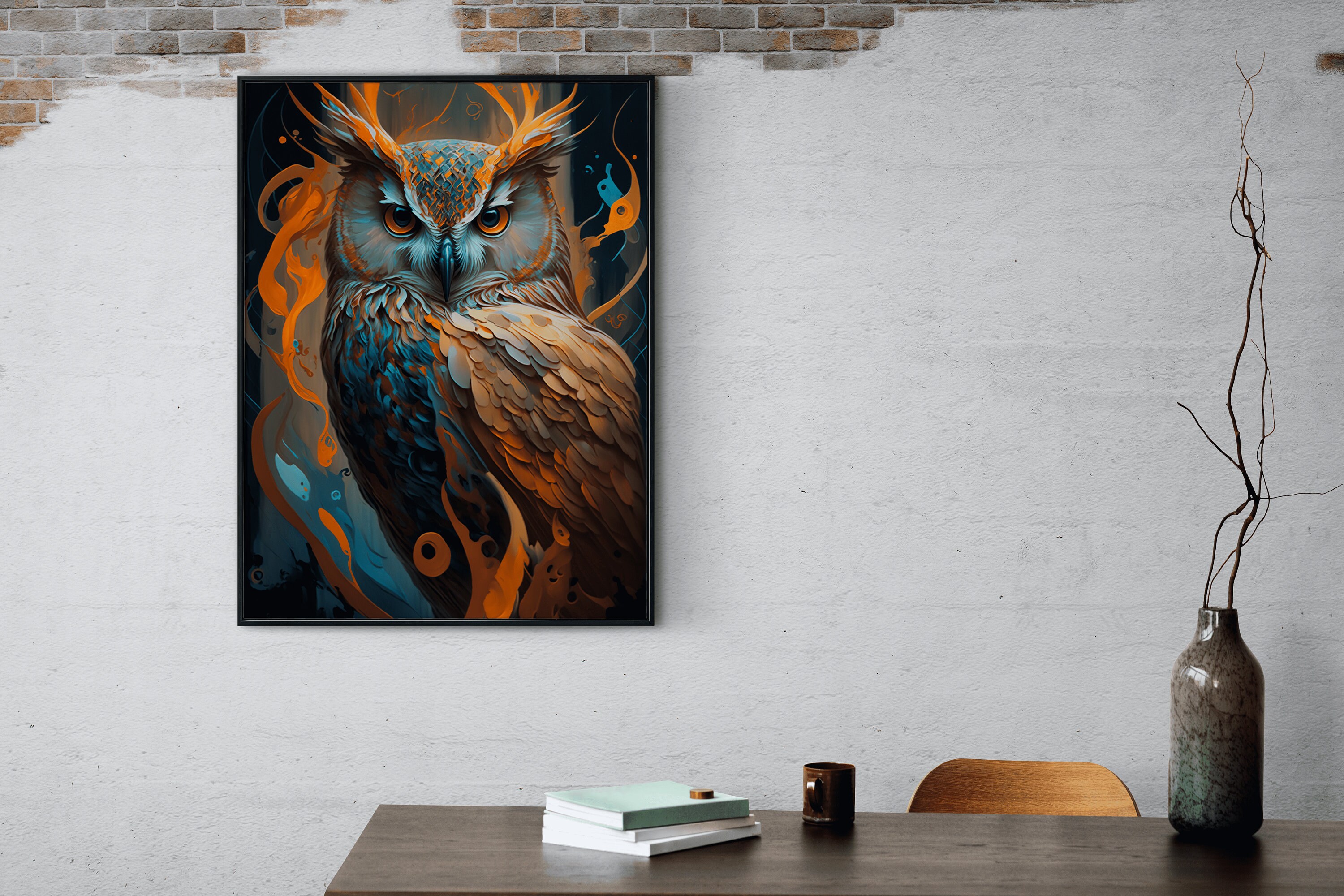Abstract Owl Painting Oil Painting Owl Abstract Animal Print - Etsy