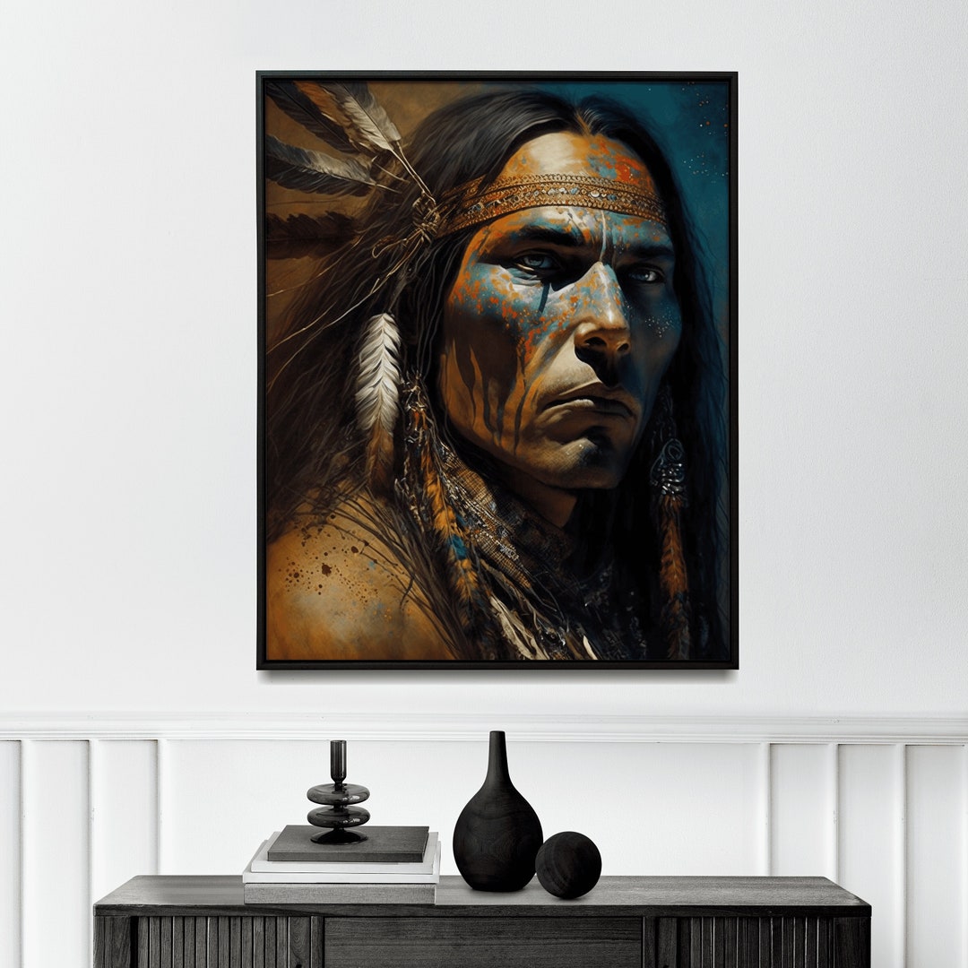 Native American Man Art Native American Painting Native Etsy