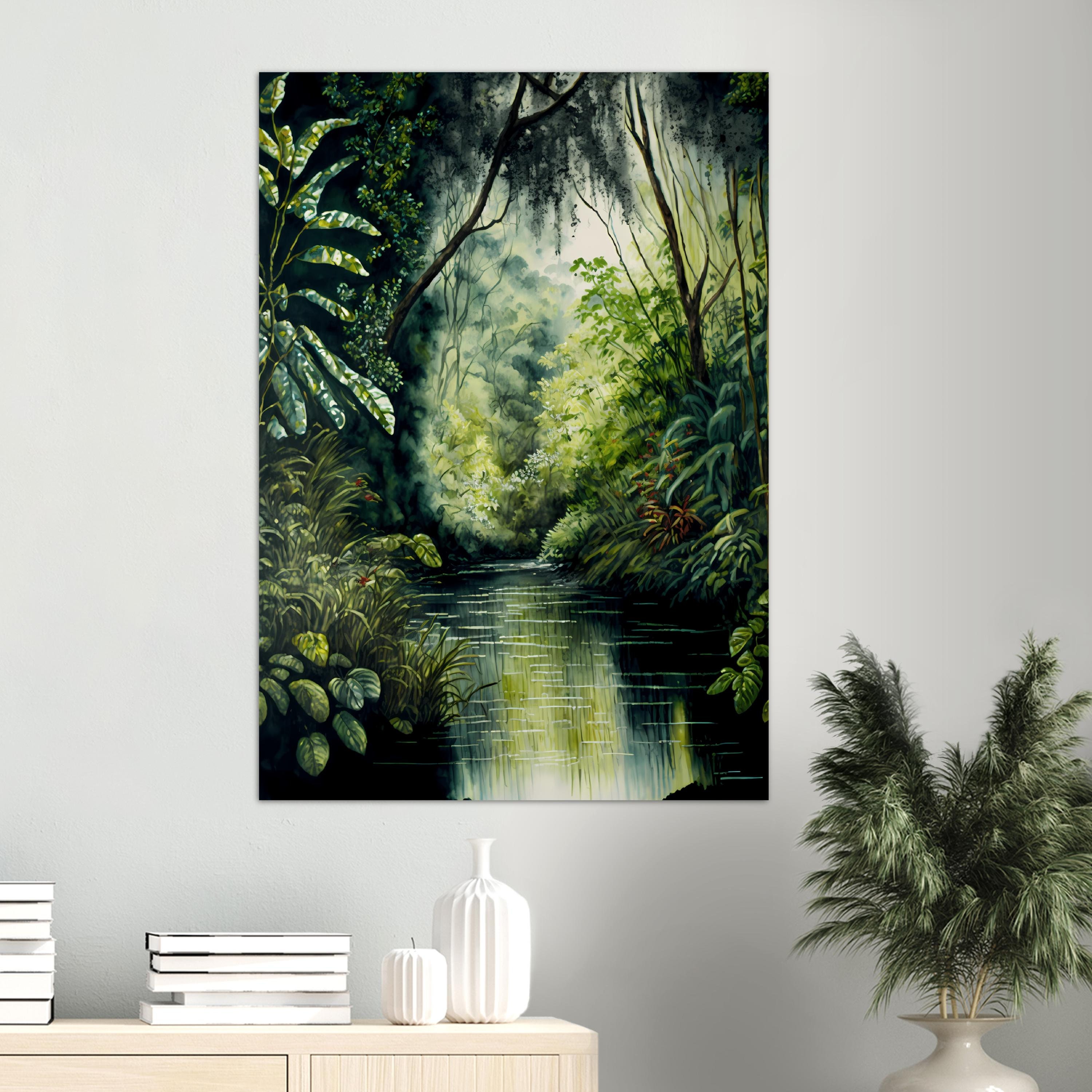 Watercolour Rainforest Painting Watercolour Tropical Forest Wall Art