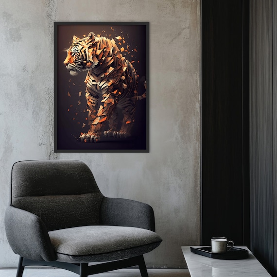Geometric tiger wall art Abstract tiger painting tiger wall art poster -Print art
