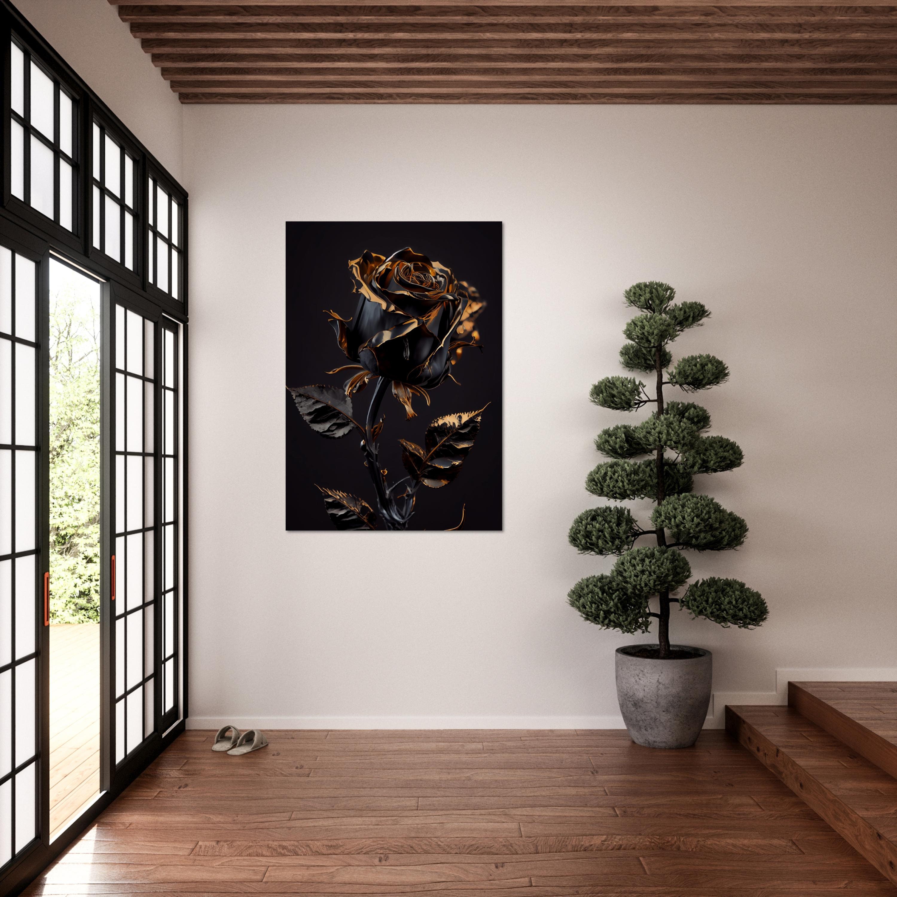 Black and Gold Wall Art Luxury Painting Rose Gold Canvas Etsy