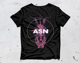 Baphomet Graphic T-Shirt – ASN Black Oversized Streetwear Tee, Occult Goth Aesthetic Unisex Top