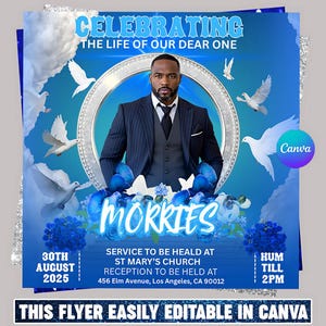 Memorial Funeral Announcement Flyer, Funeral Announcement Template, Rest In Peace Flyer, Funeral Memorial Announcement Flyer, Canva Editable