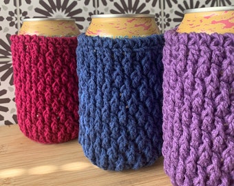 Handmade Crochet Can Cozy: 100% Cotton Drink Sleeve